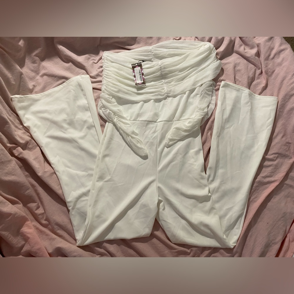 White Off The Shoulder Jumpsuit